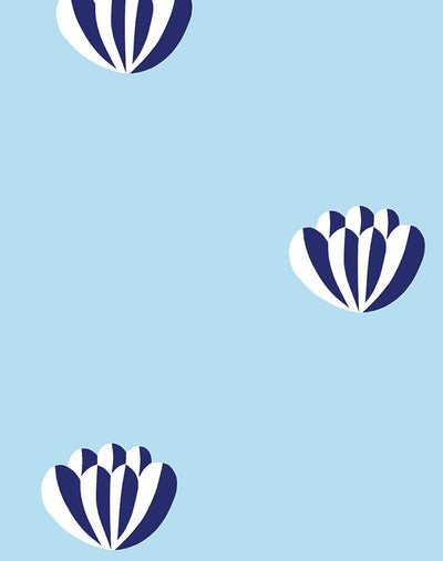 'Lotus' Wallpaper by Clare V. - Light Blue