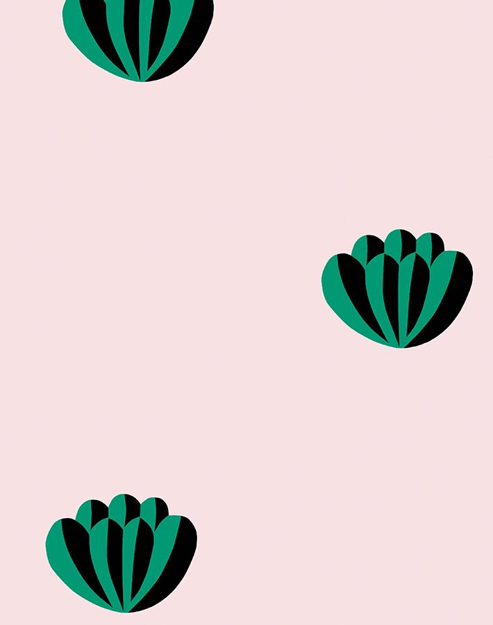 'Lotus' Wallpaper by Clare V. - Emerald / Shell