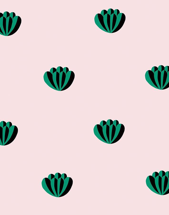 'Lotus' Wallpaper by Clare V. - Emerald / Shell