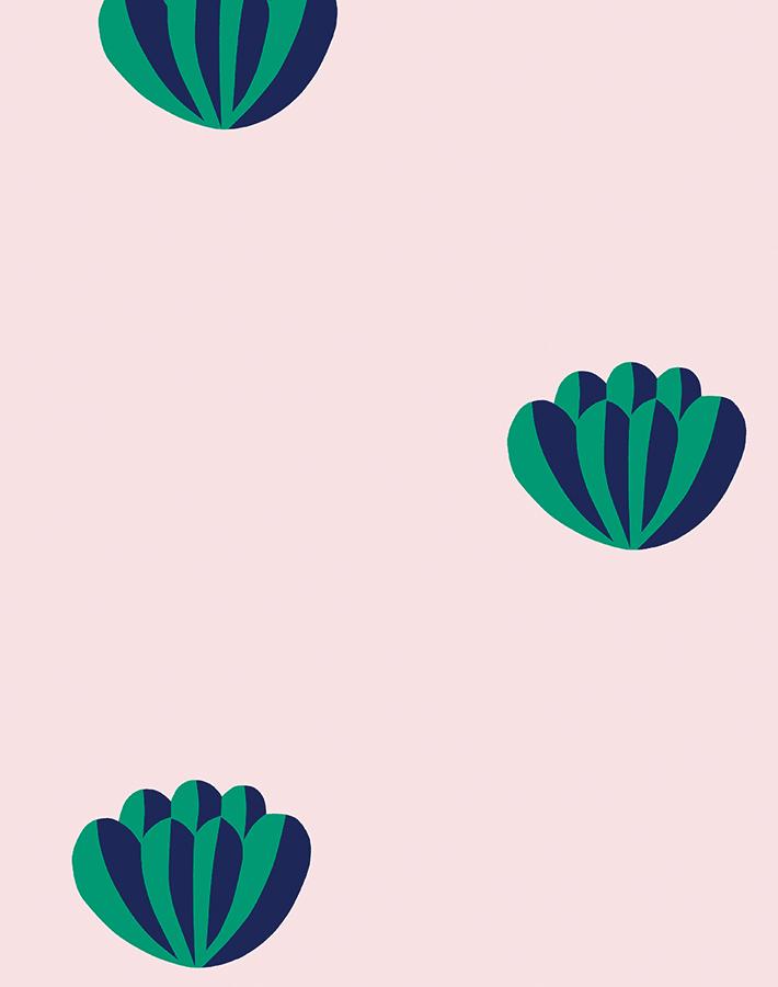 'Lotus' Wallpaper by Clare V. - Navy / Shell