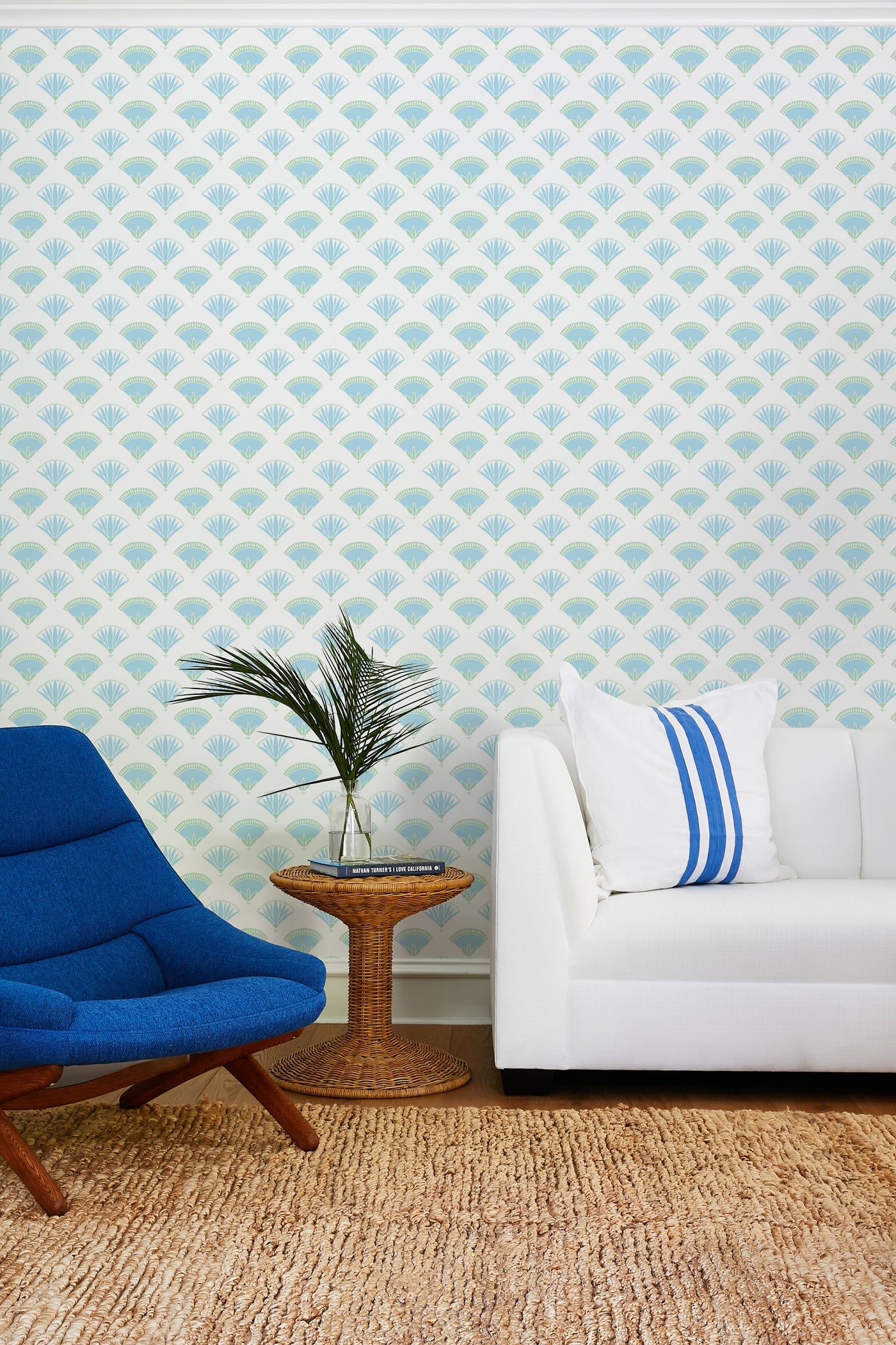 'Lotus Papyrus' Wallpaper by Tea Collection - Blue Green