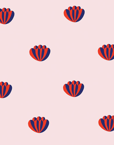 'Lotus' Wallpaper by Clare V. - Red / Shell