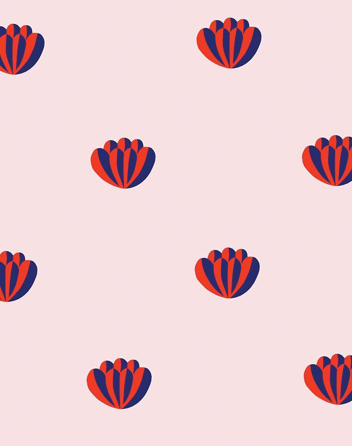 'Lotus' Wallpaper by Clare V. - Red / Shell