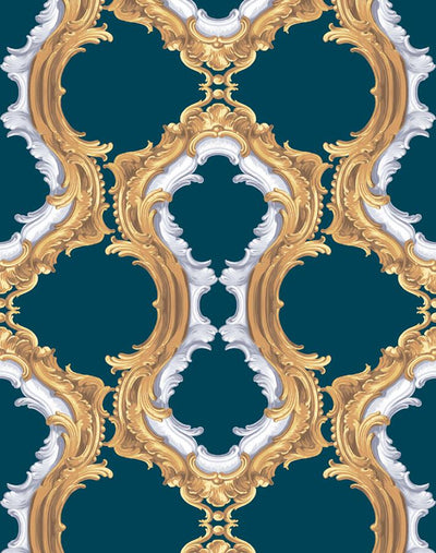 'Louie Whoey' Wallpaper by Wallshoppe - Indigo