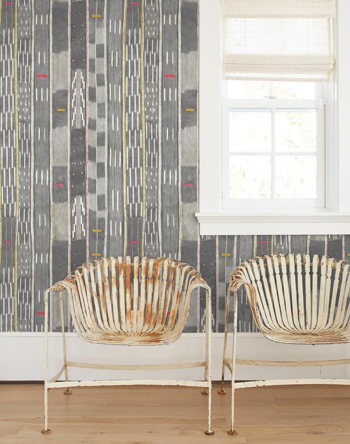 'Large Madison Stripe' Wallpaper by Chris Benz - Faded Black