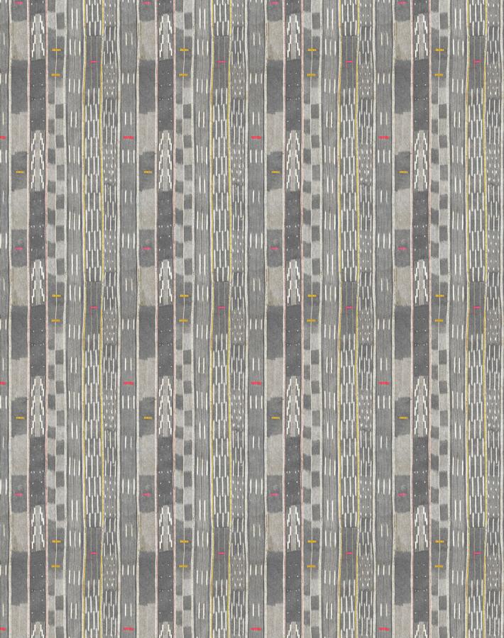 'Small Madison Stripe' Wallpaper by Chris Benz - Faded Black