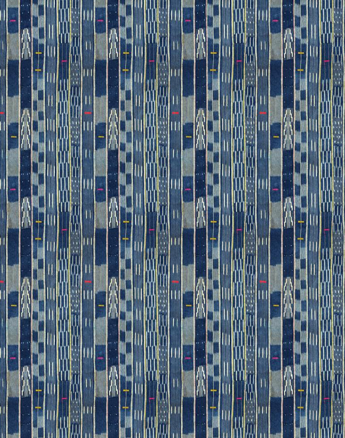 'Small Madison Stripe' Wallpaper by Chris Benz - Indigo