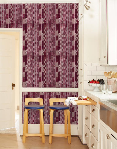 'Small Madison Stripe' Wallpaper by Chris Benz - Aubergine