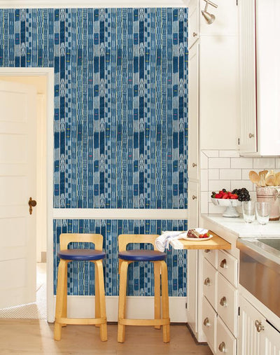 'Small Madison Stripe' Wallpaper by Chris Benz - Blue