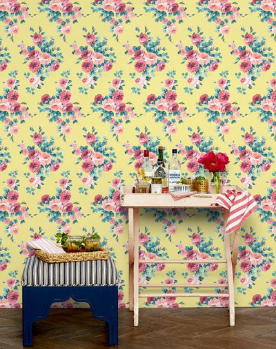 'Maggie May' Wallpaper by Wallshoppe - Lemon