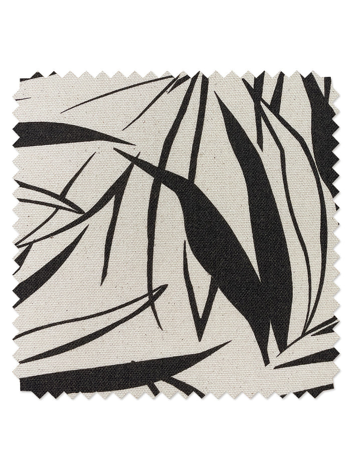 'Majesty Palm' Raw Canvas Fabric by Wallshoppe - Black on Raw Canvas