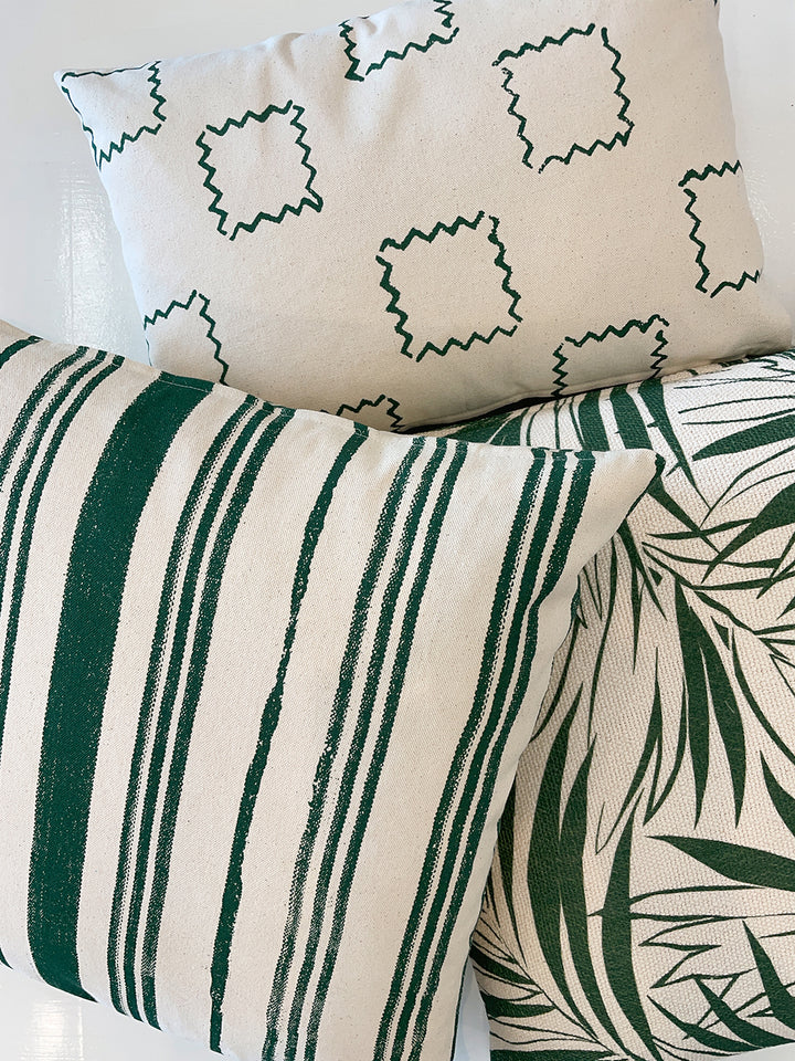 painted stripes throw pillow green on california cotton