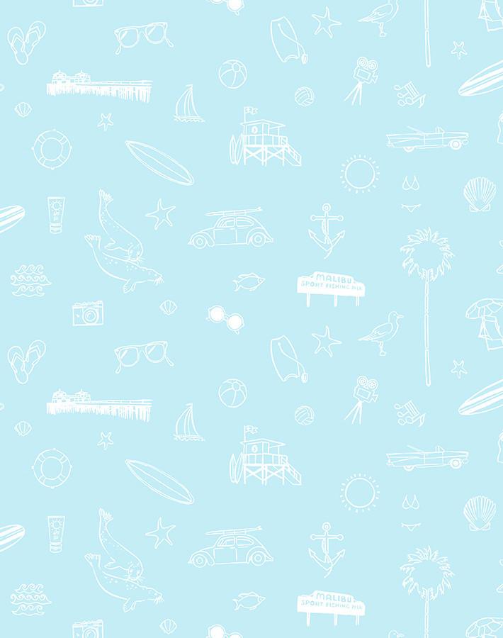 'Malibu' Wallpaper by Nathan Turner - Glacier Blue