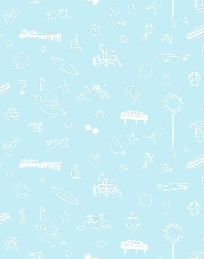 'Malibu' Wallpaper by Nathan Turner - Glacier Blue