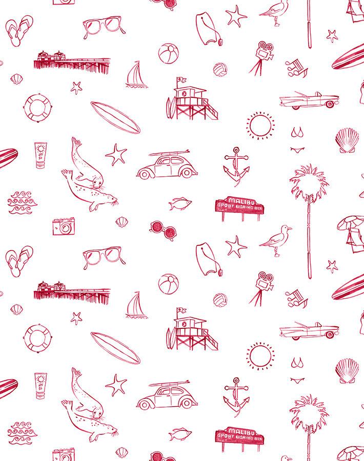 'Malibu' Wallpaper by Nathan Turner - Red On White