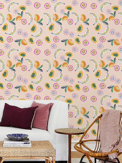 mango papaya wallpaper by tea collection peach