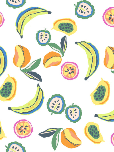 'Mango Papaya' Wallpaper by Tea Collection - White