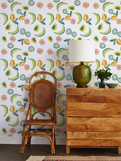 'Mango Papaya' Wallpaper by Tea Collection - White