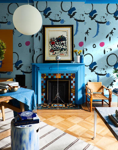 marguerite mural baby blue