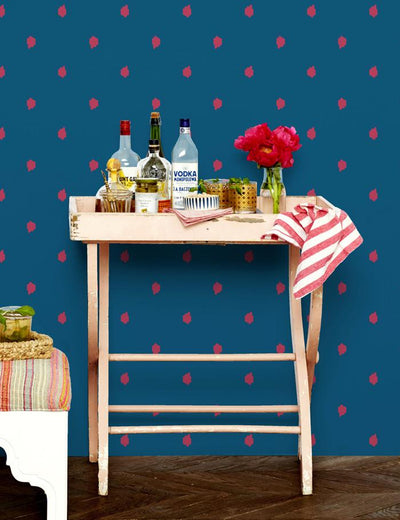 'Medina Dot' Wallpaper by Wallshoppe - Rose / Cadet Blue