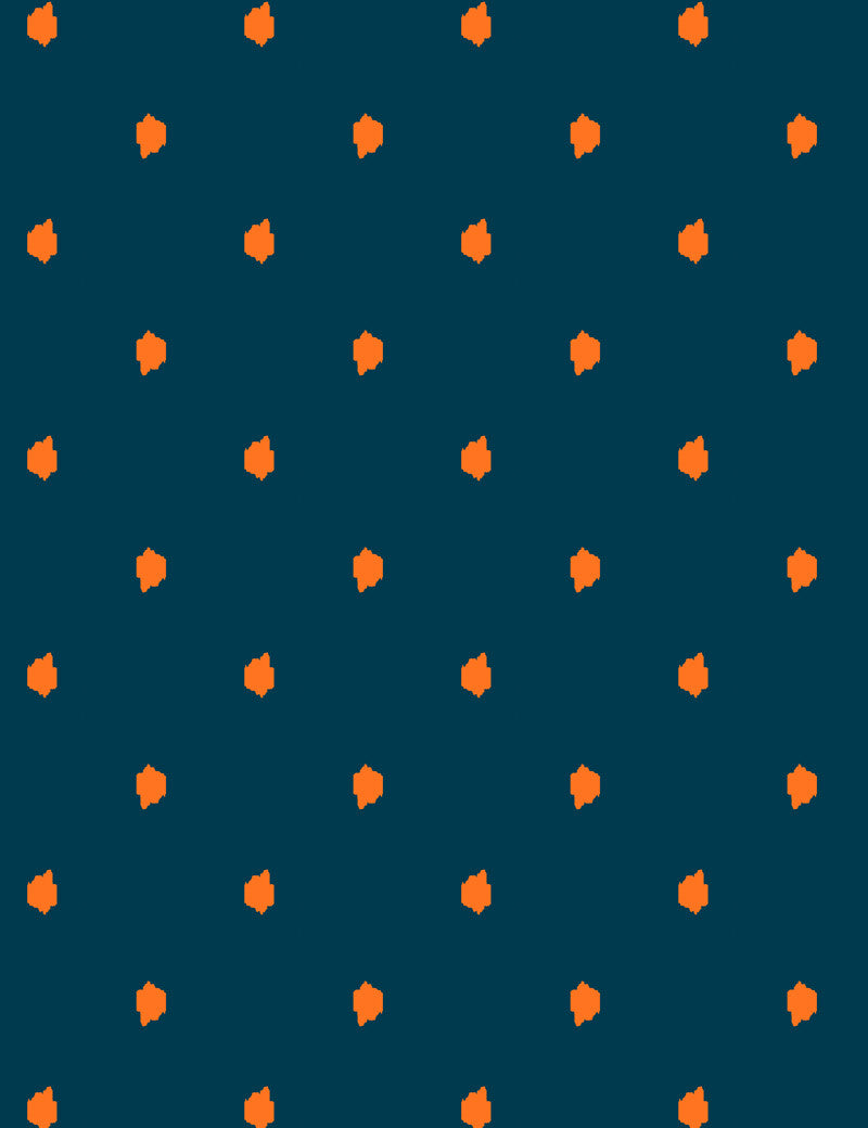 'Medina Dot' Wallpaper by Wallshoppe - Kumquat / Indigo