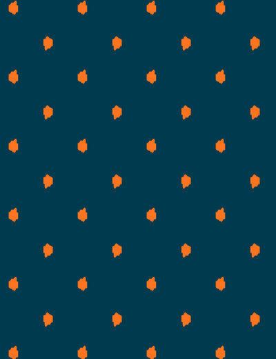 'Medina Dot' Wallpaper by Wallshoppe - Kumquat / Indigo