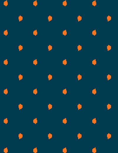 'Medina Dot' Wallpaper by Wallshoppe - Kumquat / Indigo