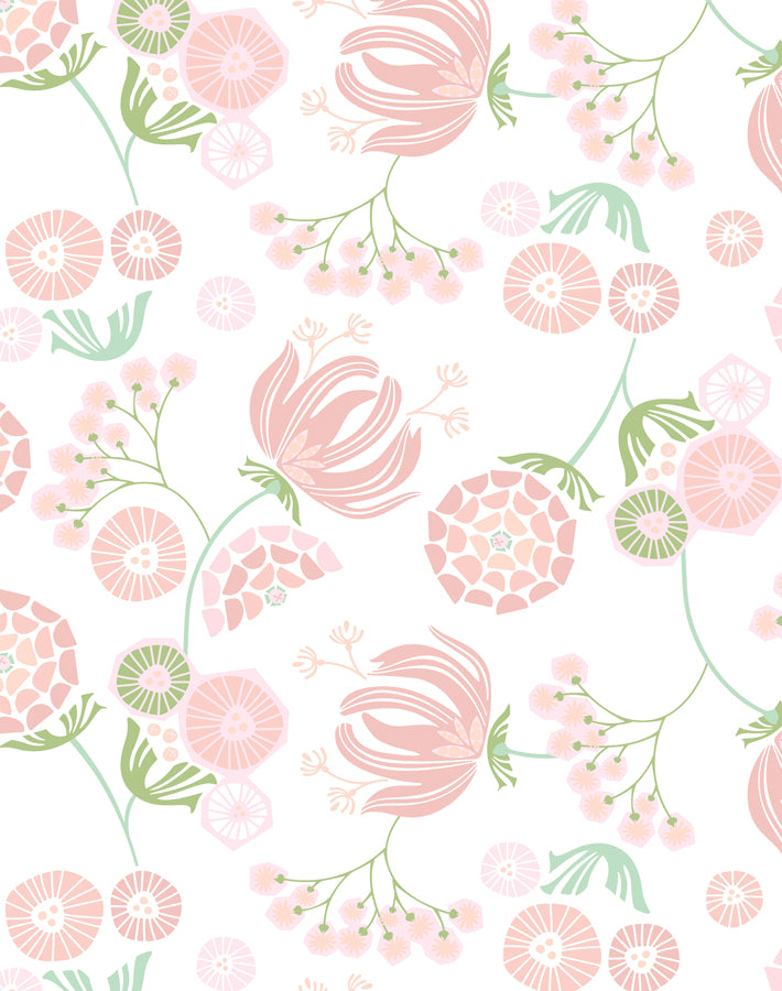 'Mediterranean Floral' Wallpaper by Tea Collection - Pink