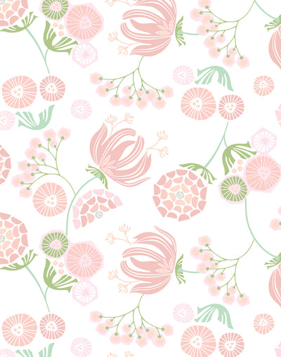 'Mediterranean Floral' Wallpaper by Tea Collection - Pink