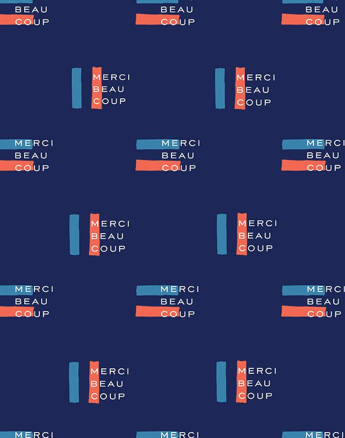 'Merci Flag' Wallpaper by Clare V. - Navy