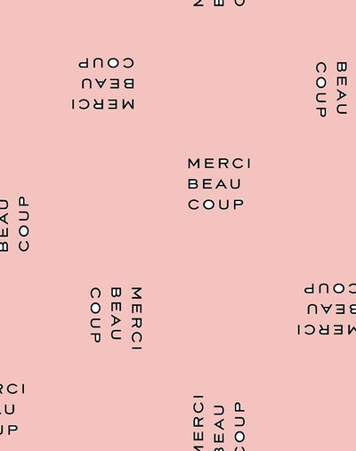 'Merci Beaucoup' Wallpaper by Clare V. - Pink