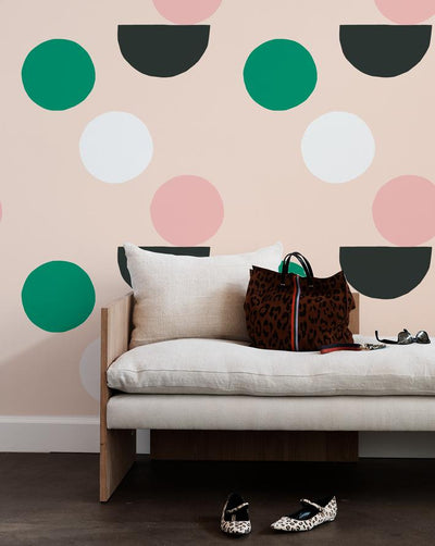 'Mid-Century Dots' Wallpaper by Clare V.- Blush