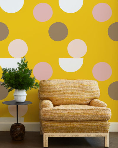 'Mid-Century Dots' Wallpaper by Clare V.- Marigold