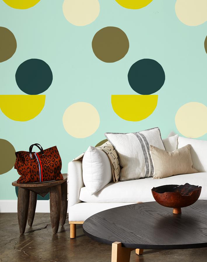'Mid-Century Dots' Wallpaper by Clare V.- Mint