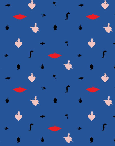 large milagros wallpaper blue