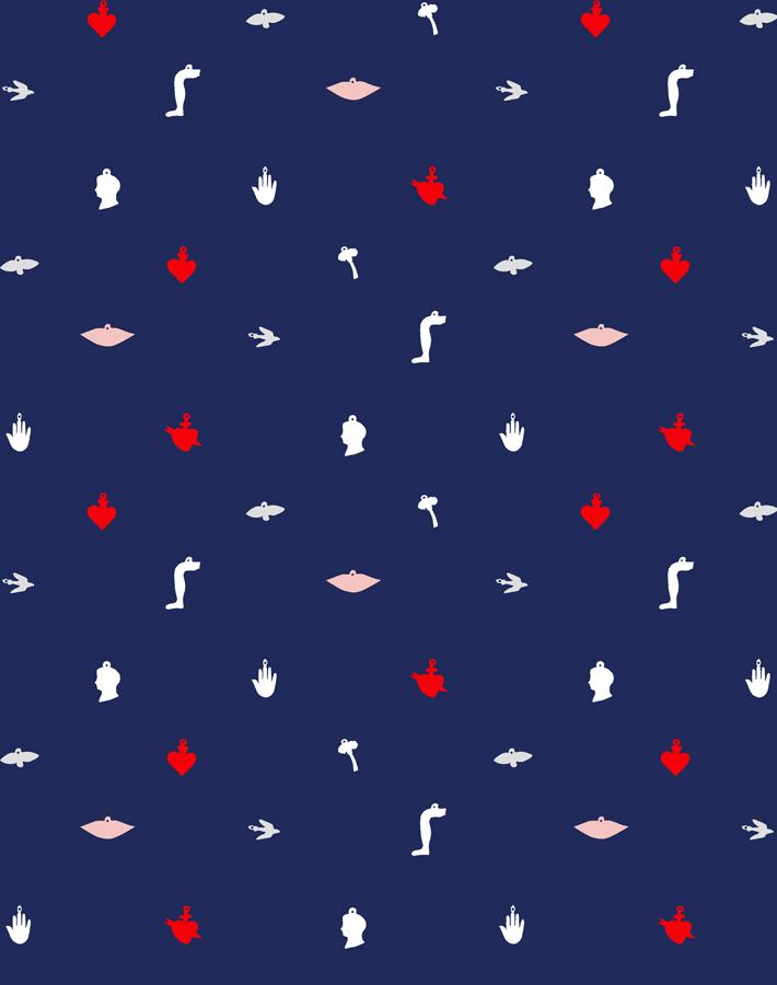 'Milagros' Wallpaper by Clare V. - Navy