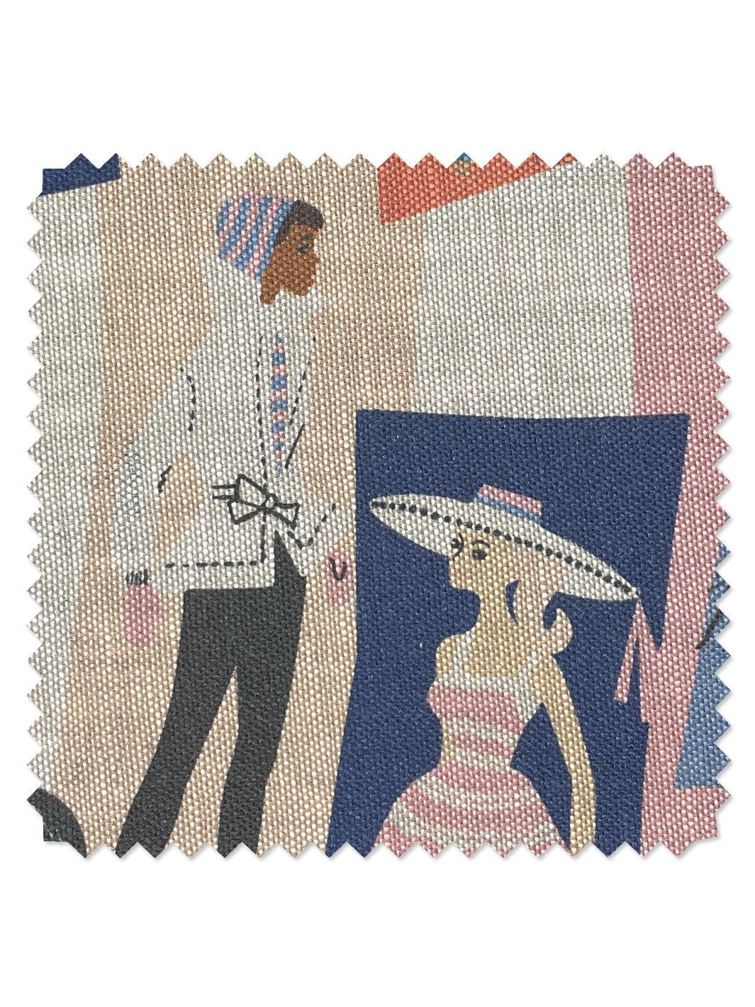 fabric by the yard mod shapes navy pink