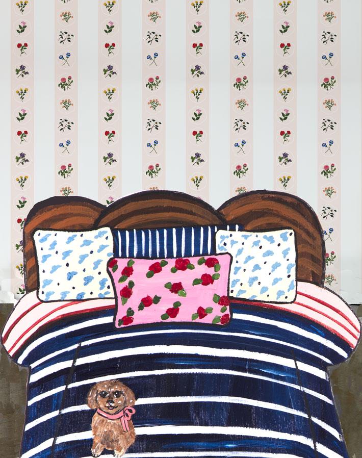 'Montaigne Stripe' Wallpaper by Carly Beck - Peach