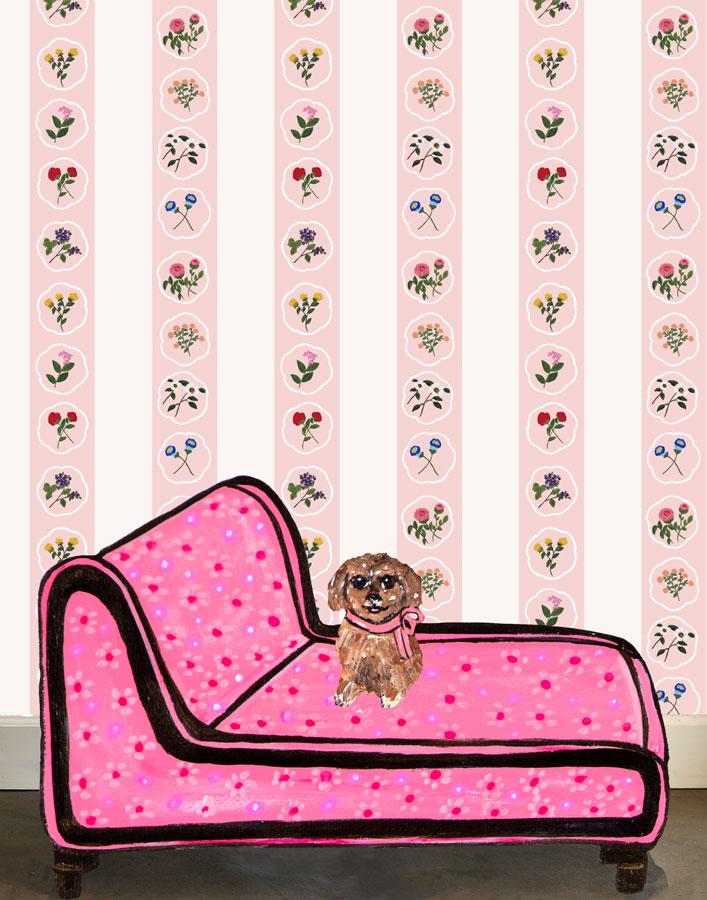 'Montaigne Stripe' Wallpaper by Carly Beck - Pink
