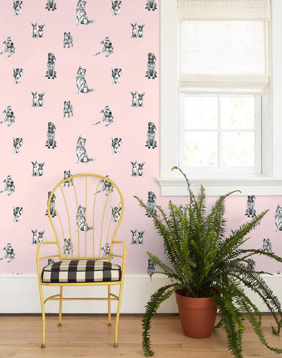 'Mutts' Wallpaper by Nathan Turner - Pink