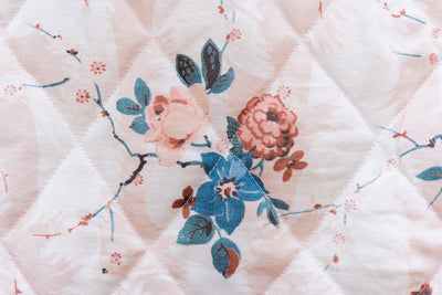 'Fabric by the Yard - Dora Chintz - Pink + Blue on Linen