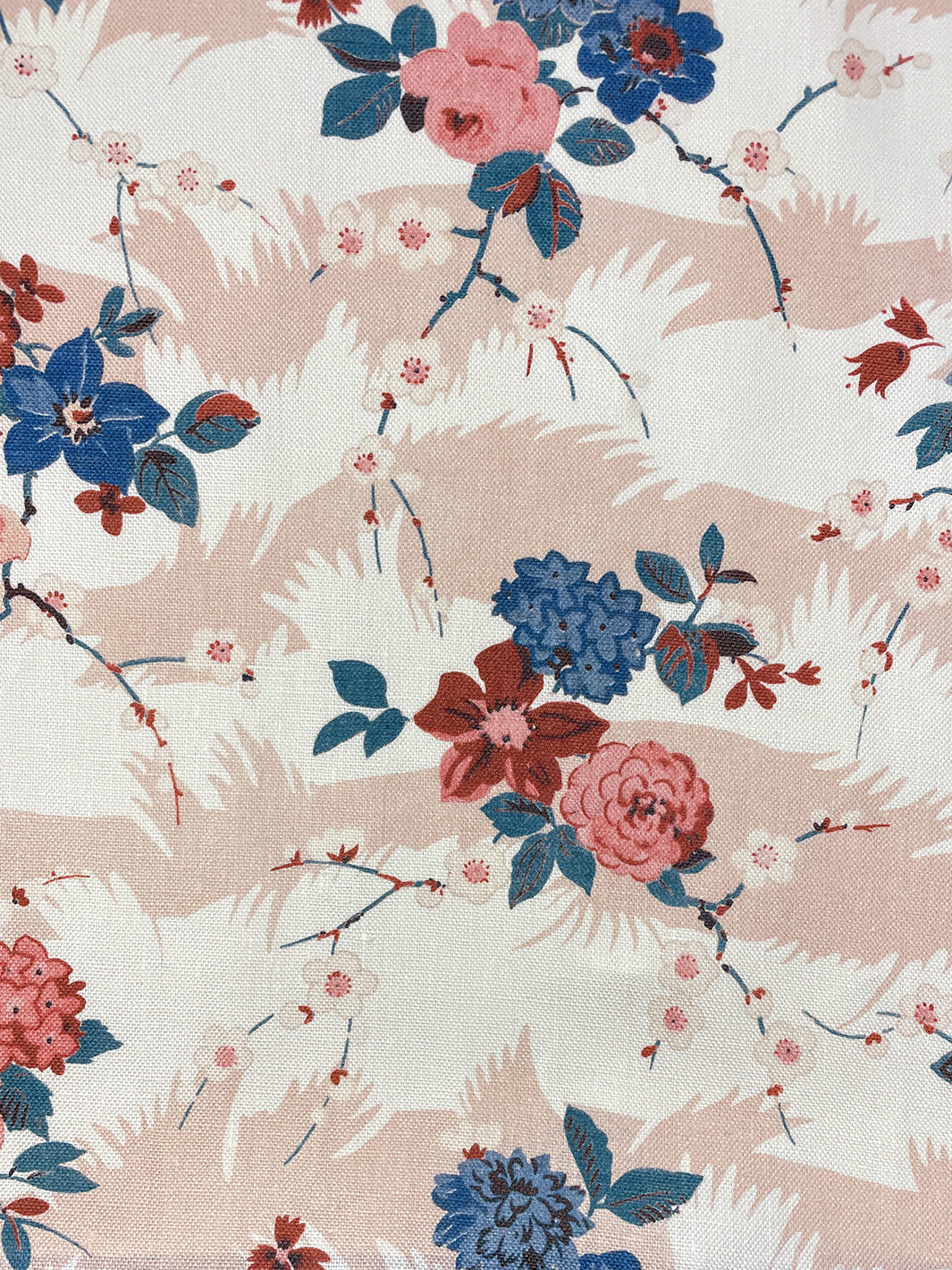 'Dora Chintz' Linen Fabric by Nathan Turner - Pink Blue