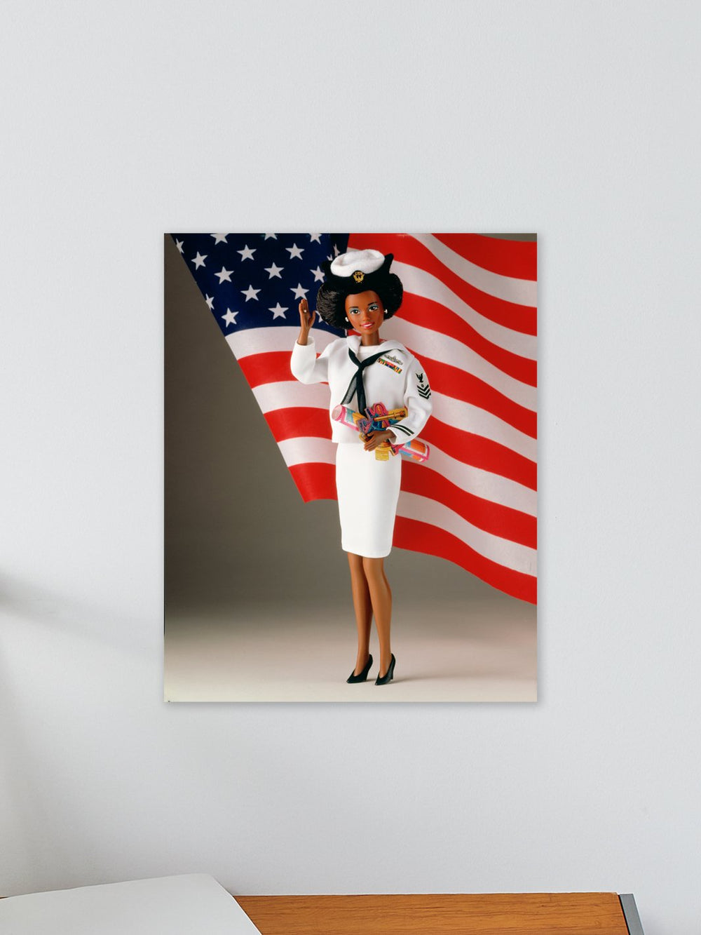 navy barbie on acrylic