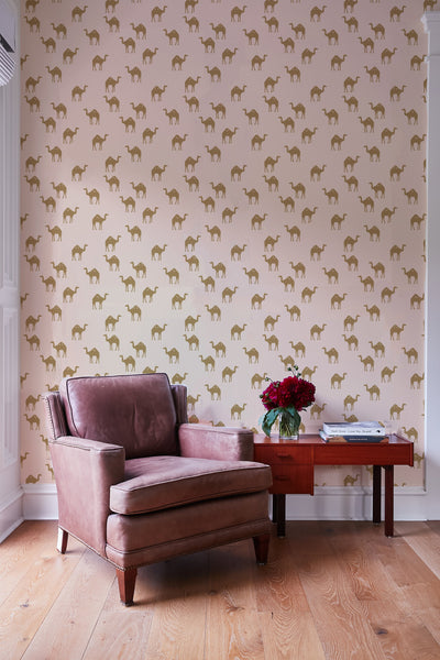 'Oasis Camels' Wallpaper by Tea Collection - Peach