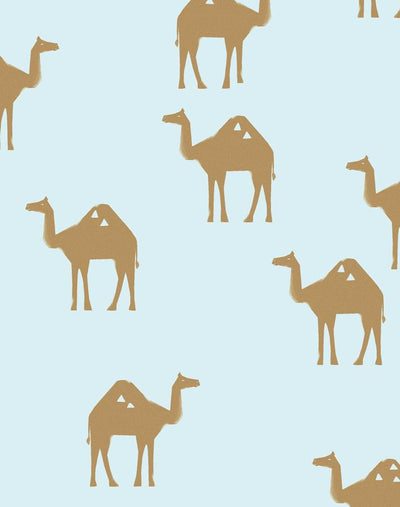 'Oasis Camels' Wallpaper by Tea Collection - Pale Blue
