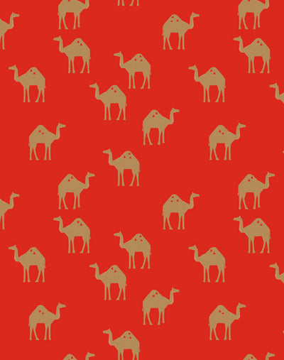 'Oasis Camels' Wallpaper by Tea Collection - Red