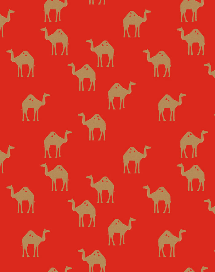 'Oasis Camels' Wallpaper by Tea Collection - Red
