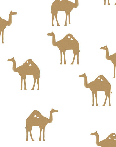 'Oasis Camels' Wallpaper by Tea Collection - White