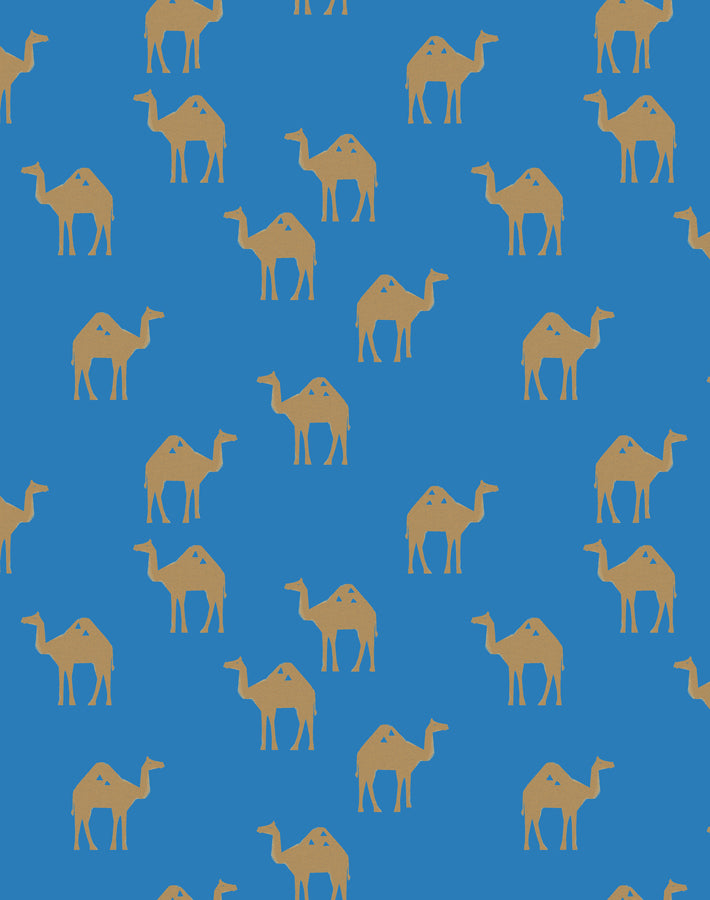 'Oasis Camels' Wallpaper by Tea Collection - Azure