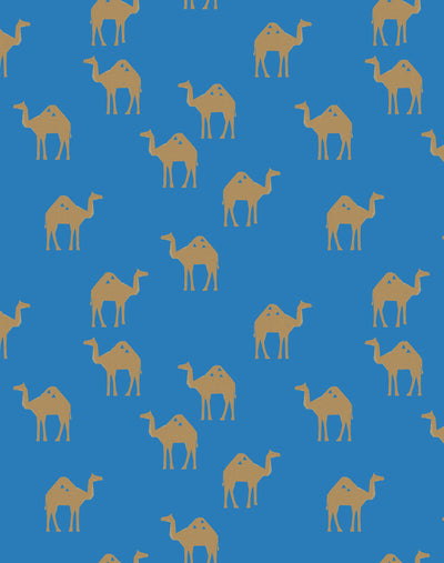 'Oasis Camels' Wallpaper by Tea Collection - Azure